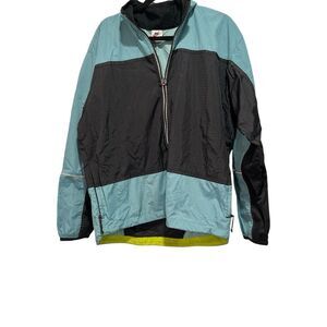 Vintage Nike Blue Black Windbreaker Jacket Mens‎ Grid Texture Long Sleeve Medium